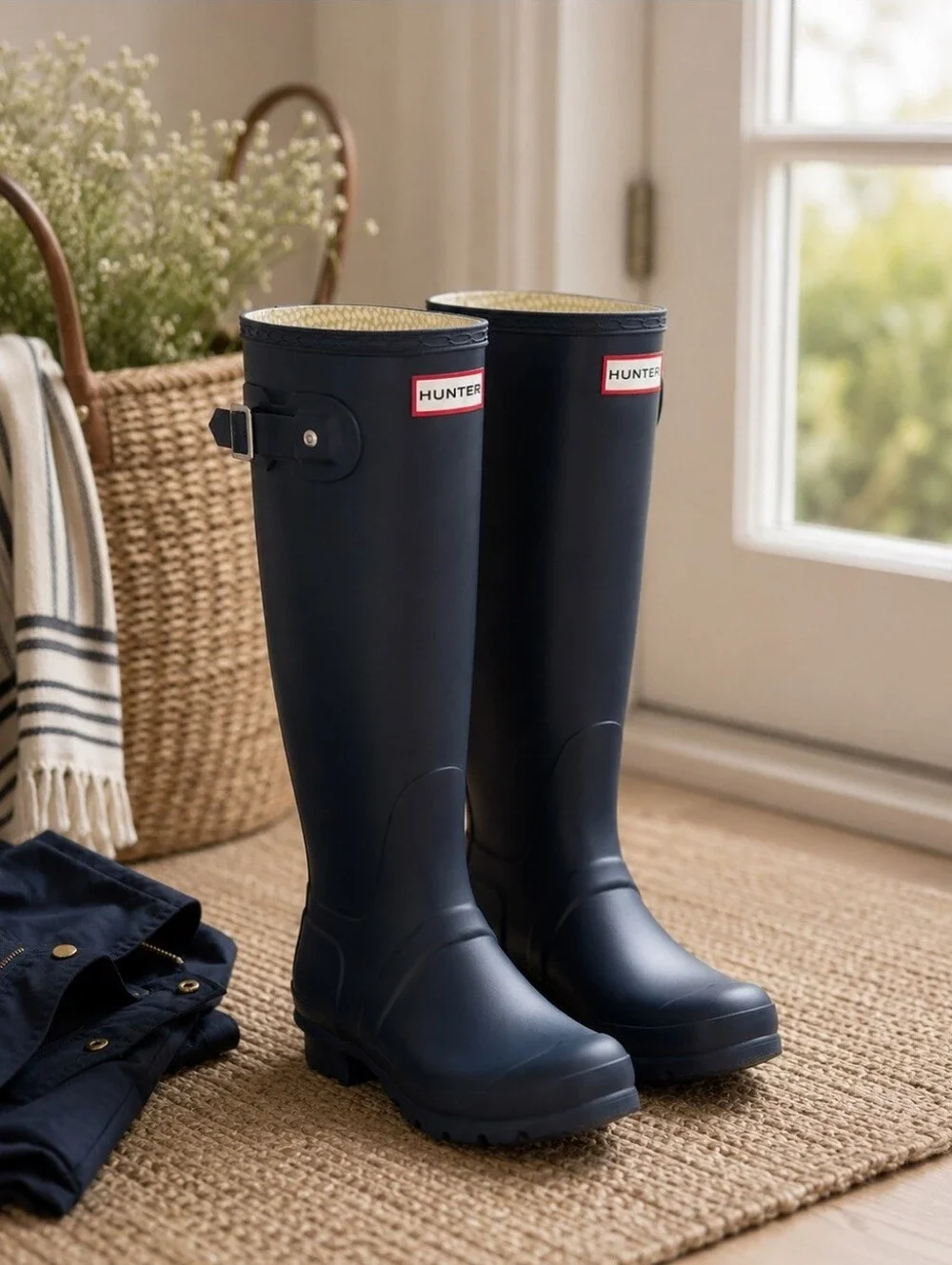 Hunter Navy Blue Tall Original Midnight Rain Boots Womens size 9